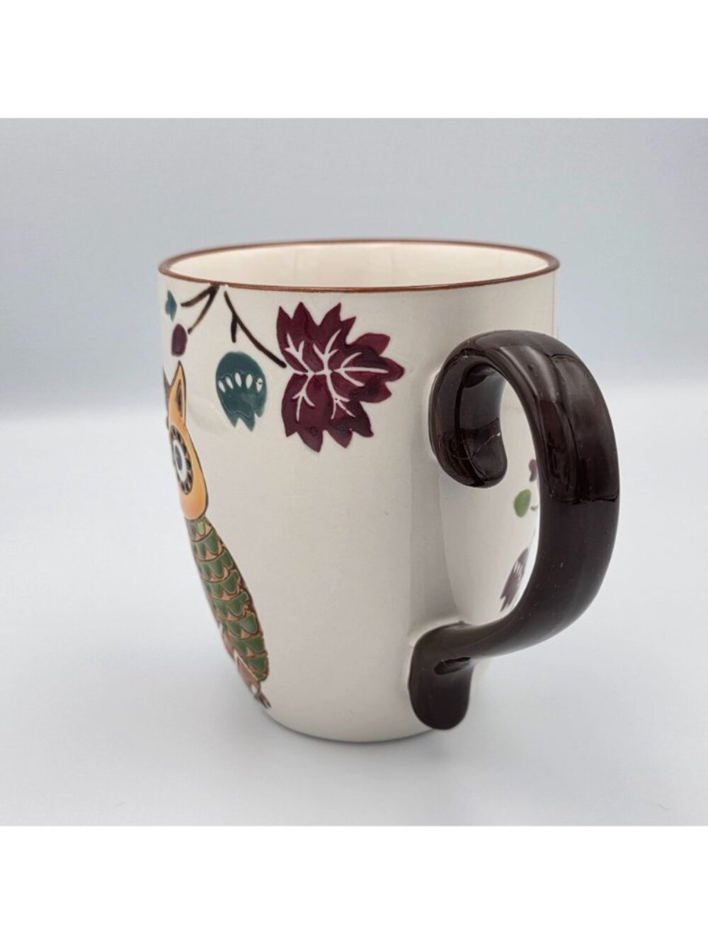Owl-Themed Ceramic Mug Brown Handle Colorful Designs 16oz - Picture 6 of 7
